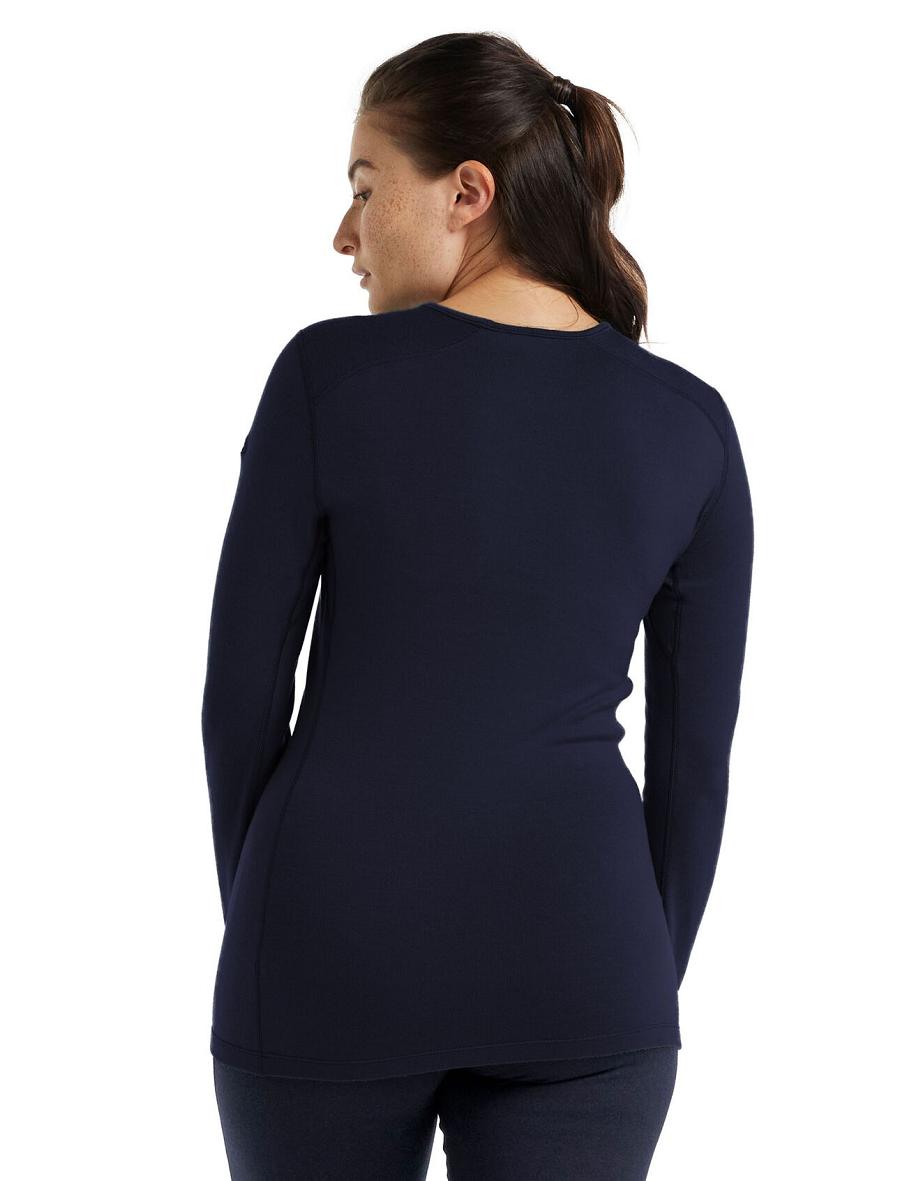 Midnight Navy Icebreaker Merino 260 Tech Long Sleeve Crewe Thermal Top Women's Base Layers | AU 1922XYUF